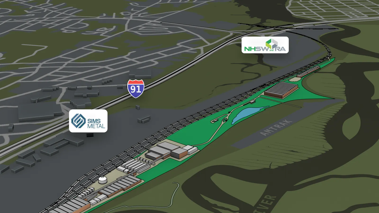 Map showing the recycling transfer station adjacent to the site